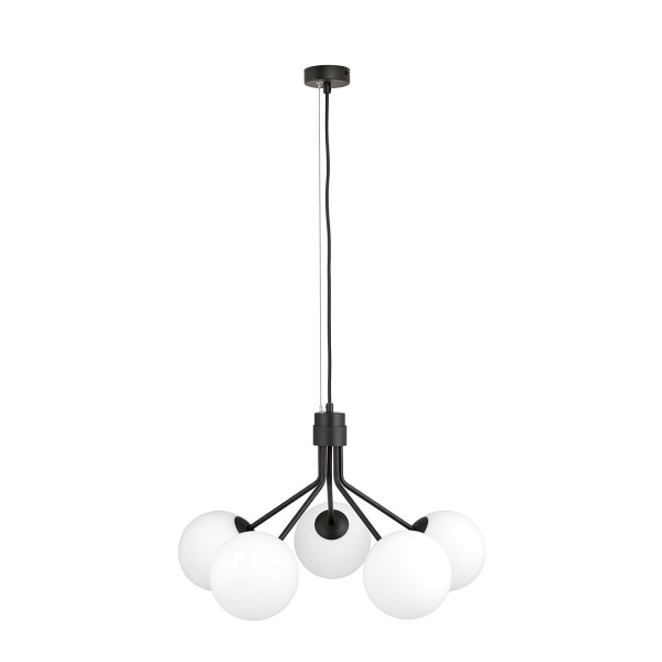 Lampa wisząca NOVA 5 BLACK/OPAL - Emibig