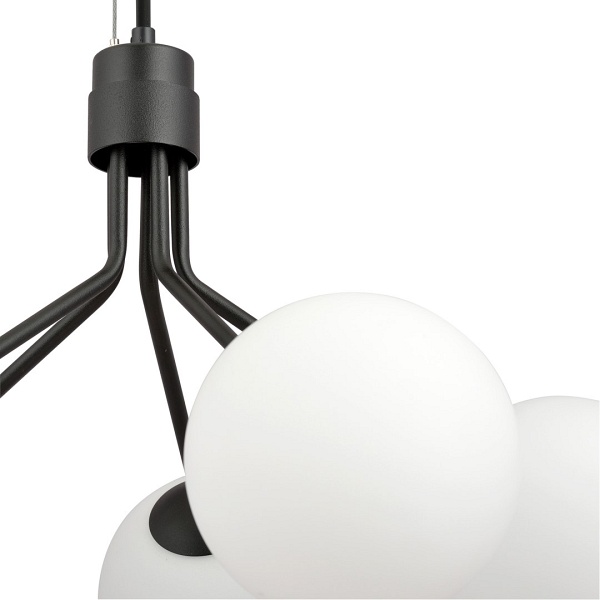 Lampa wisząca NOVA 5 BLACK/OPAL - Emibig