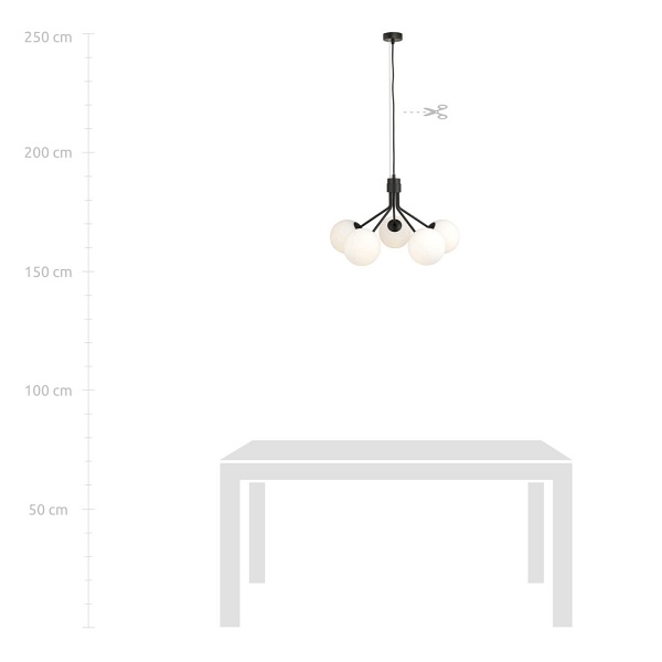 Lampa wisząca NOVA 5 BLACK/OPAL - Emibig