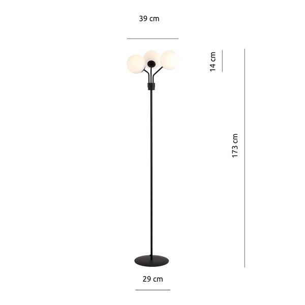 Lampa podłogowa NOVA LP3 BLACK/OPAL