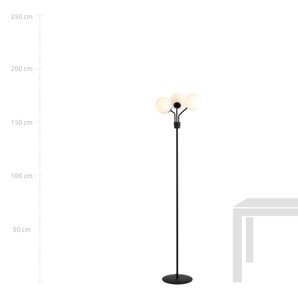 Lampa podłogowa NOVA LP3 BLACK/OPAL