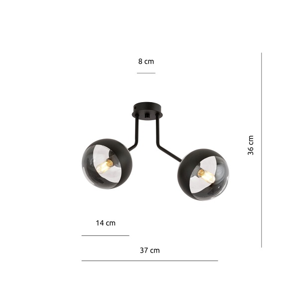 Lampa sufitowa NOVA 2 BLACK/STRIPE