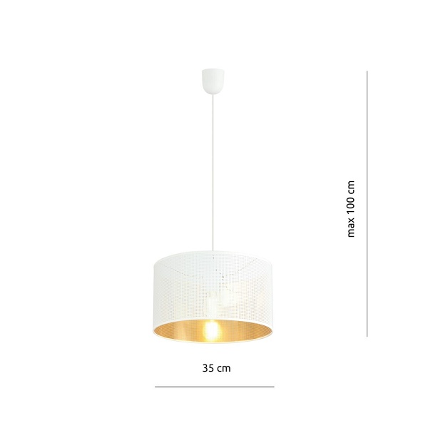 Lampa wisząca ASTON 1 WHITE/GOLD