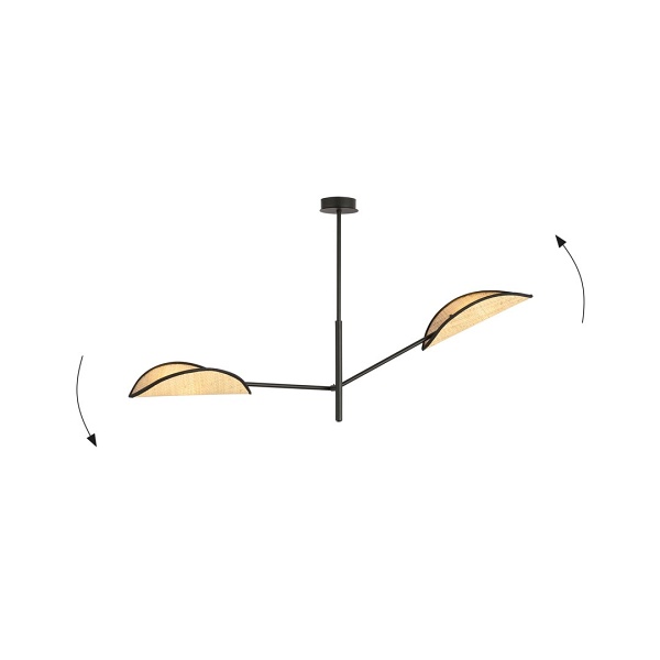 Lampa sufitowa VENE 2 BLACK/RATTAN