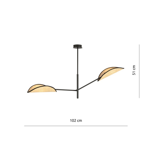 Lampa sufitowa VENE 2 BLACK/RATTAN