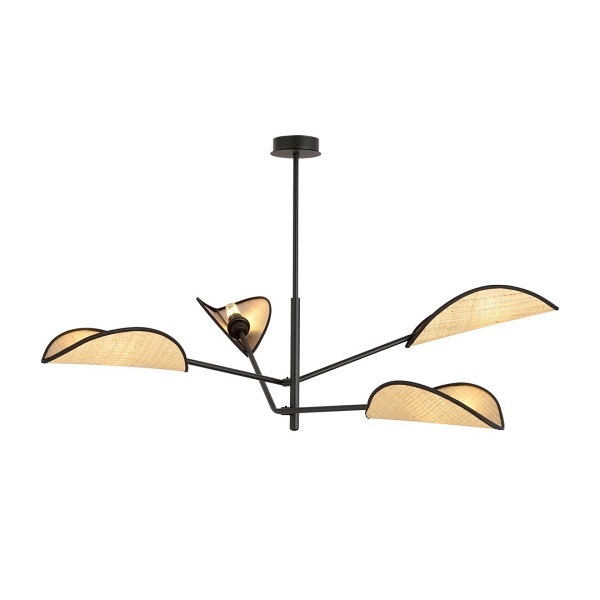 Lampa sufitowa VENE 4 BLACK/RATTAN