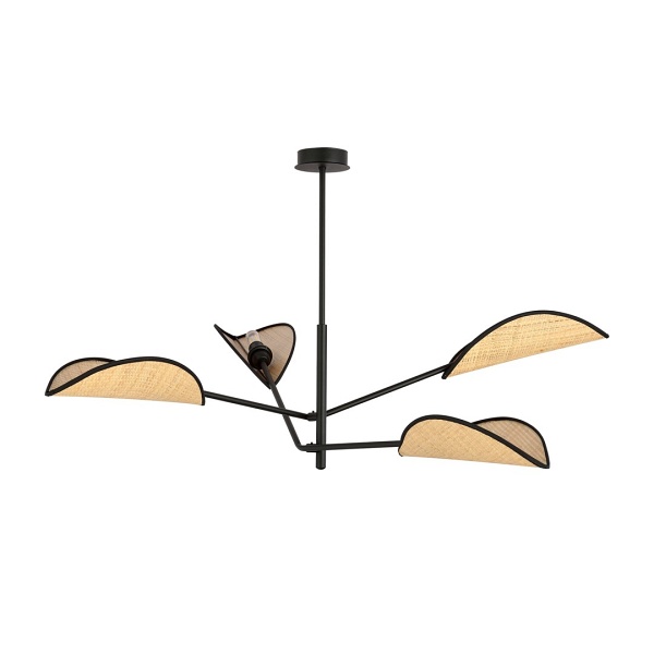 Lampa sufitowa VENE 4 BLACK/RATTAN - Emibig