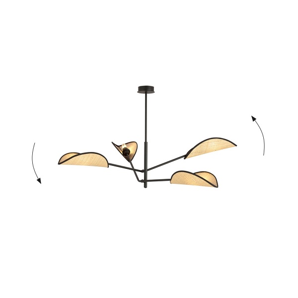 Lampa sufitowa VENE 4 BLACK/RATTAN