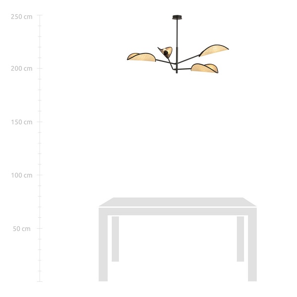 Lampa sufitowa VENE 4 BLACK/RATTAN