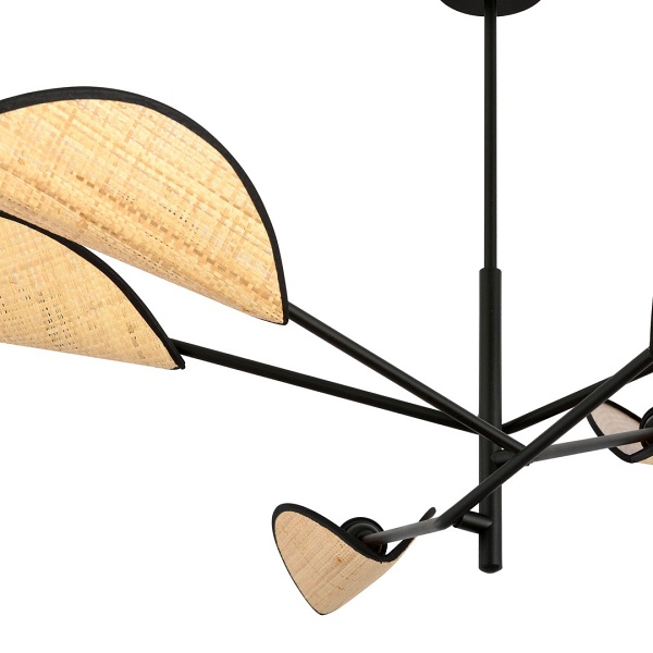 Lampa sufitowa VENE 6 BLACK/RATTAN