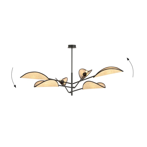 Lampa sufitowa VENE 6 BLACK/RATTAN