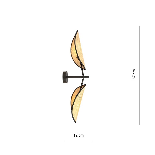 Kinkiet VENE K2 BLACK/RATTAN