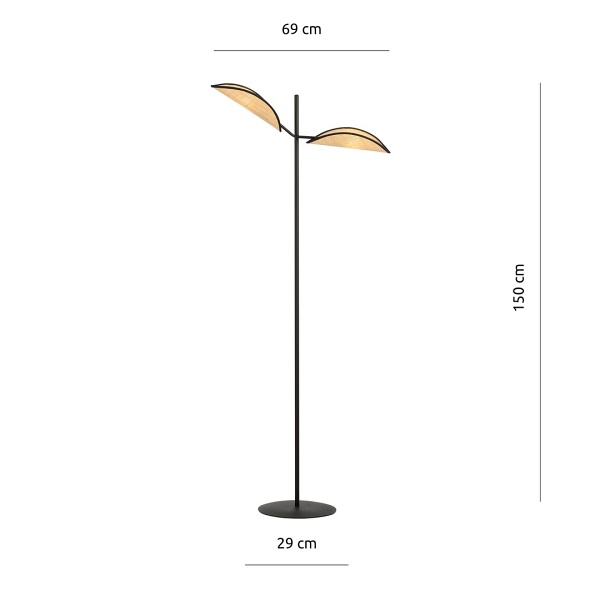 Lampa podłogowa VENE LP2 BLACK/RATTAN