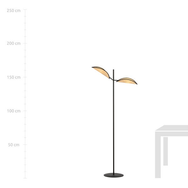 Lampa podłogowa VENE LP2 BLACK/RATTAN