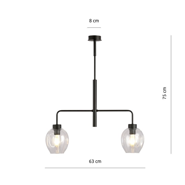 Lampa sufitowa LUKKA 2 BLACK/TRANSPARENT