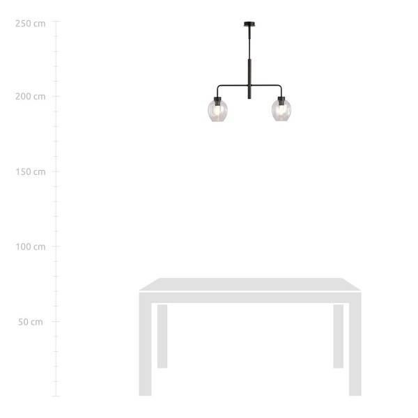 Lampa sufitowa LUKKA 2 BLACK/TRANSPARENT