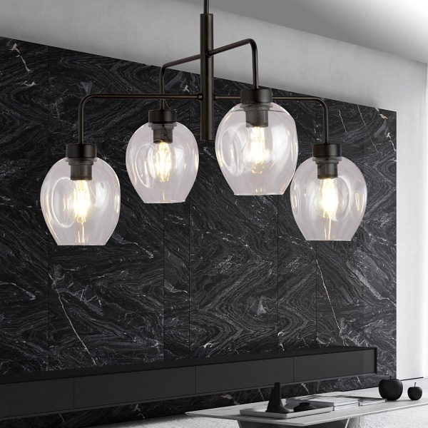 Lampa sufitowa LUKKA 4 BLACK/TRANSPARENT