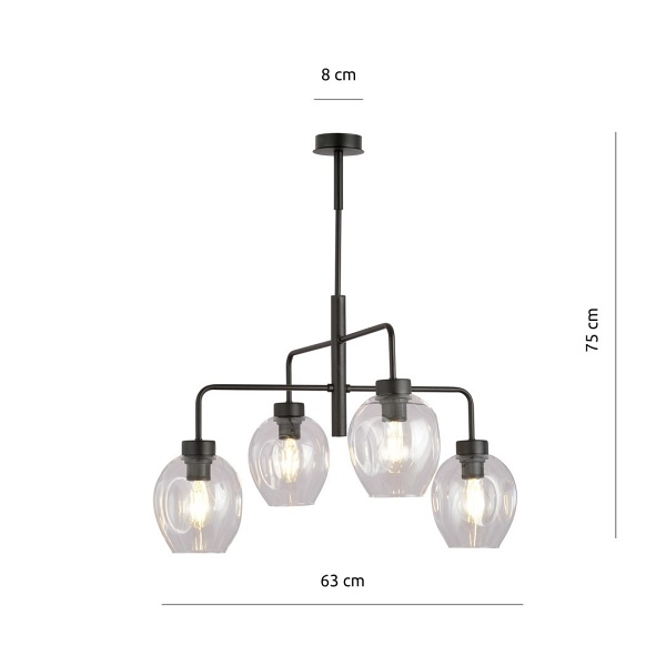 Lampa sufitowa LUKKA 4 BLACK/TRANSPARENT