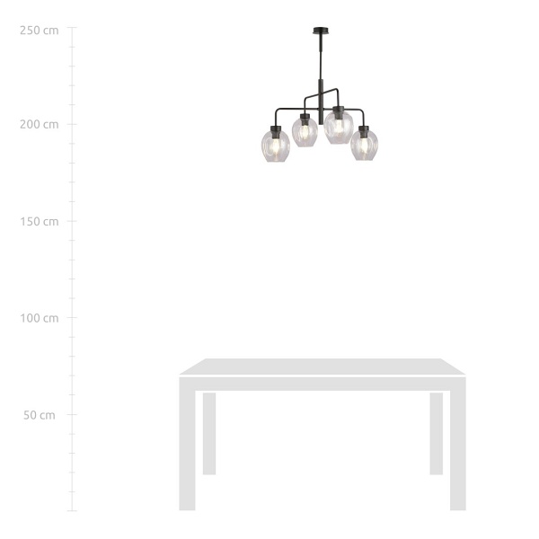 Lampa sufitowa LUKKA 4 BLACK/TRANSPARENT