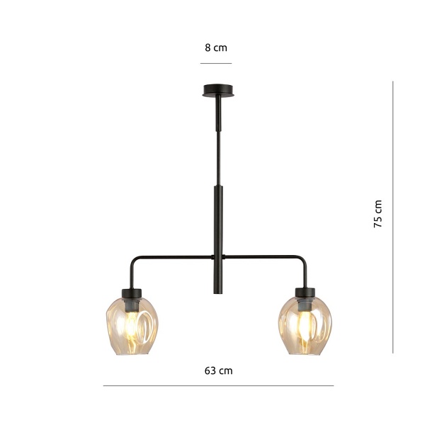 Lampa sufitowa LUKKA 2 BLACK/AMBER