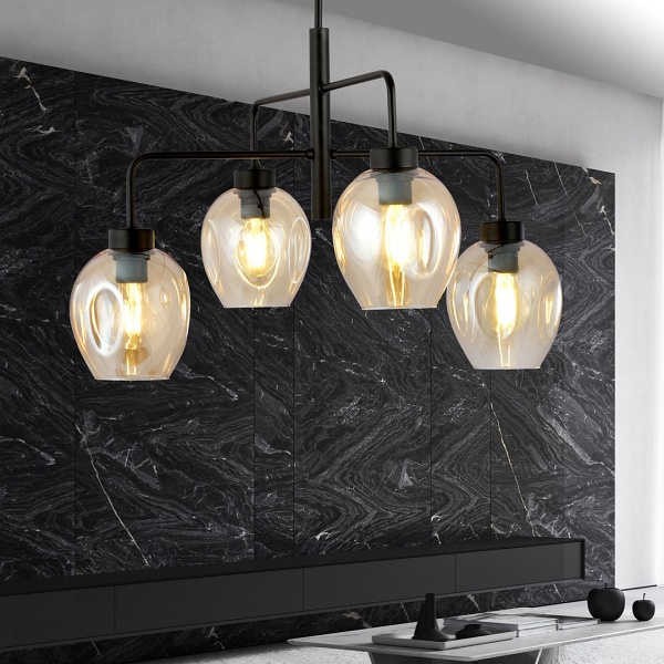 Lampa sufitowa LUKKA 4 BLACK/AMBER