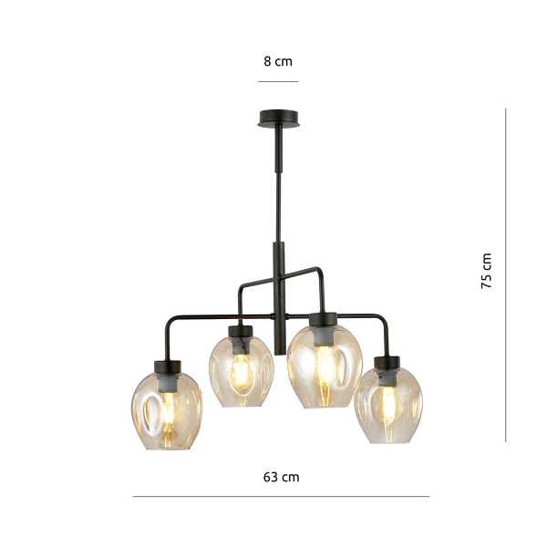 Lampa sufitowa LUKKA 4 BLACK/AMBER
