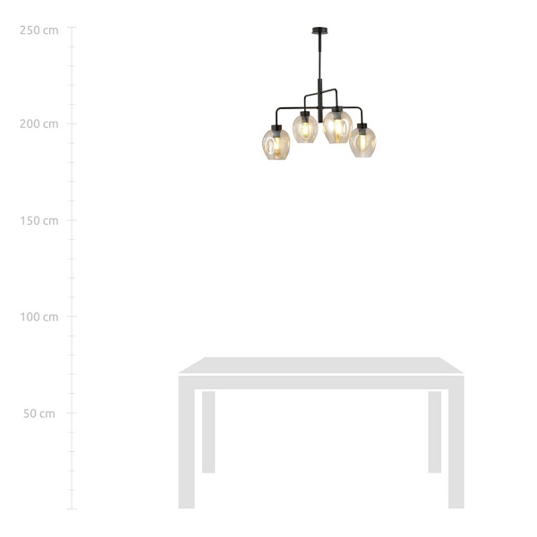 Lampa sufitowa LUKKA 4 BLACK/AMBER