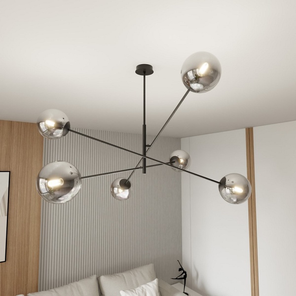 Lampa sufitowa LINEAR 6 BLACK/GRAFIT - Emibig