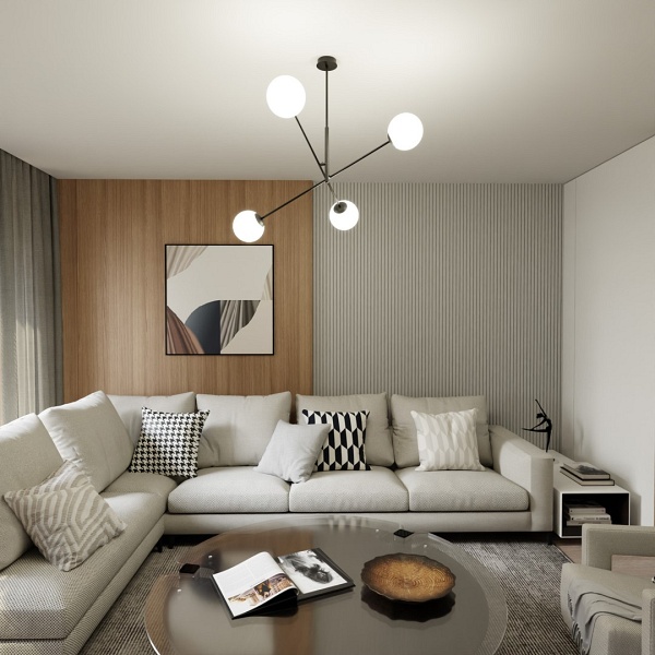 Lampa sufitowa LINEAR 4 BLACK/OPAL