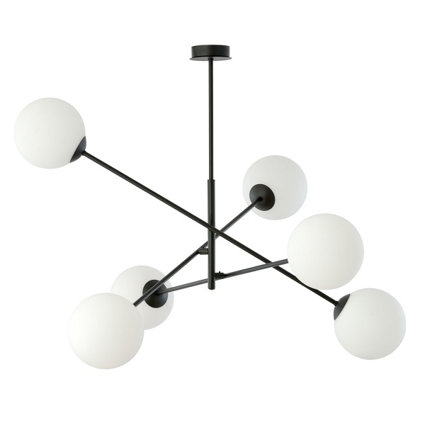 Lampa sufitowa LINEAR 6 BLACK/OPAL