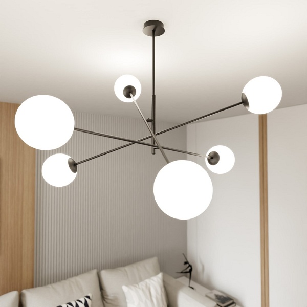 Lampa sufitowa LINEAR 6 BLACK/OPAL - Emibig