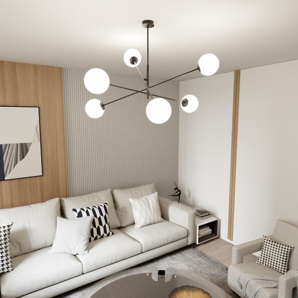 Lampa sufitowa LINEAR 6 BLACK/OPAL