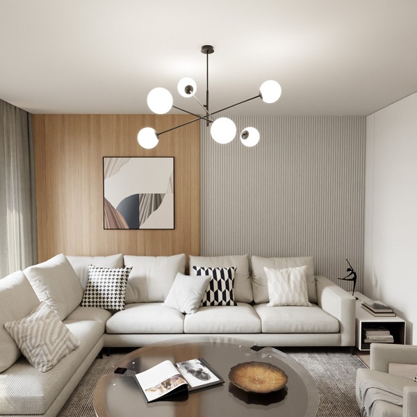 Lampa sufitowa LINEAR 6 BLACK/OPAL