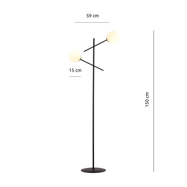 Lampa podłogowa LINEAR LP2 BLACK/OPAL - Emibig
