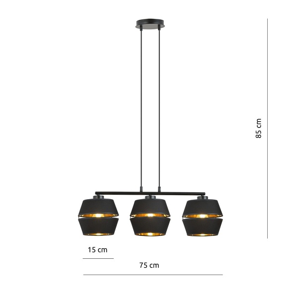 Lampa wisząca PIANO 3 BLACK/GOLD
