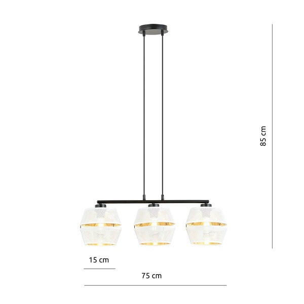 Lampa wisząca MALIA 3 WHITE/GOLD