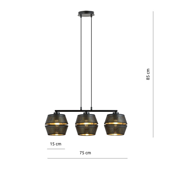 Lampa wisząca MALIA 3 BLACK/GOLD