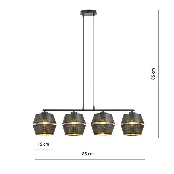 Lampa wisząca MALIA 4 BLACK/GOLD