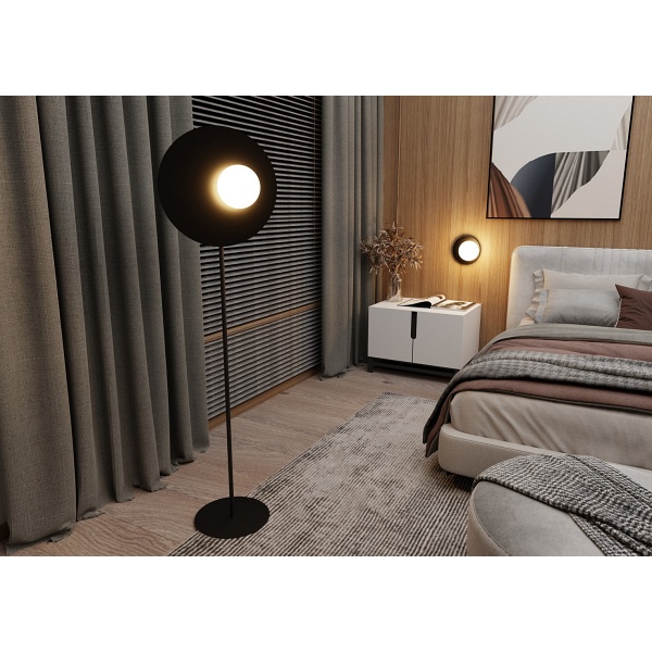 Lampa podłogowa OSLO LP BLACK/OPAL