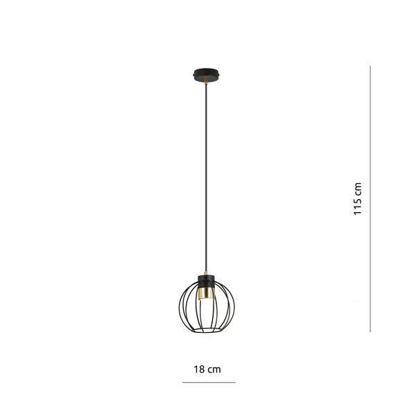 Lampa wisząca AJAX 1 BLACK/GOLD