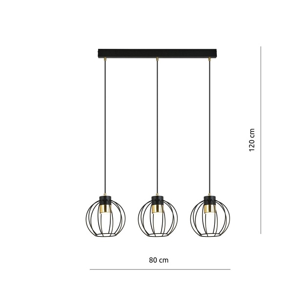 Lampa wisząca AJAX 3 BLACK/GOLD