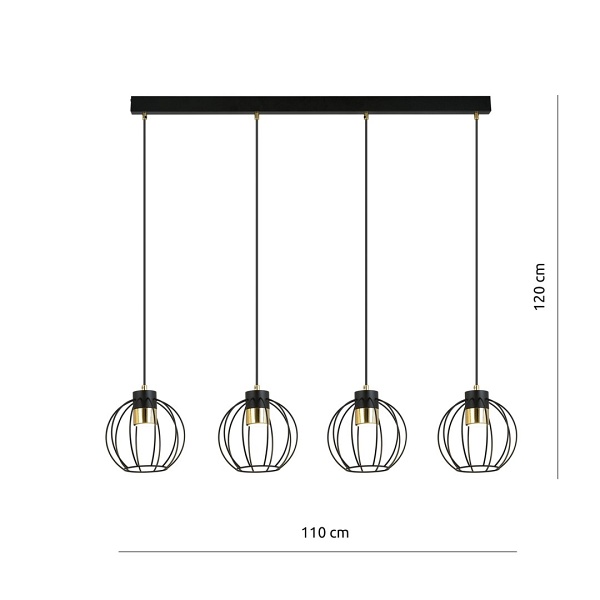 Lampa wisząca AJAX 4 BLACK/GOLD