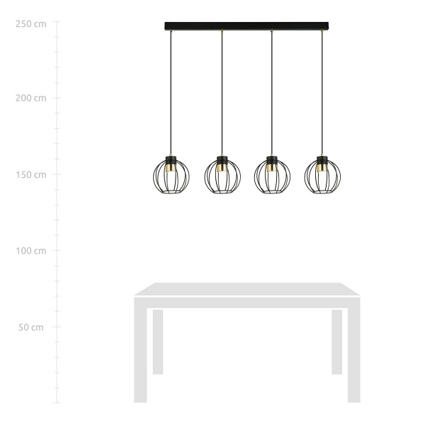 Lampa wisząca AJAX 4 BLACK/GOLD