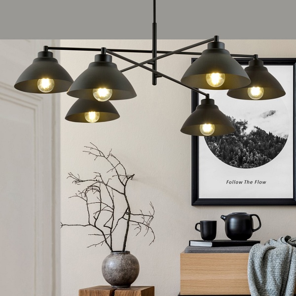 Lampa sufitowa MAVERICK 6 BLACK - Emibig