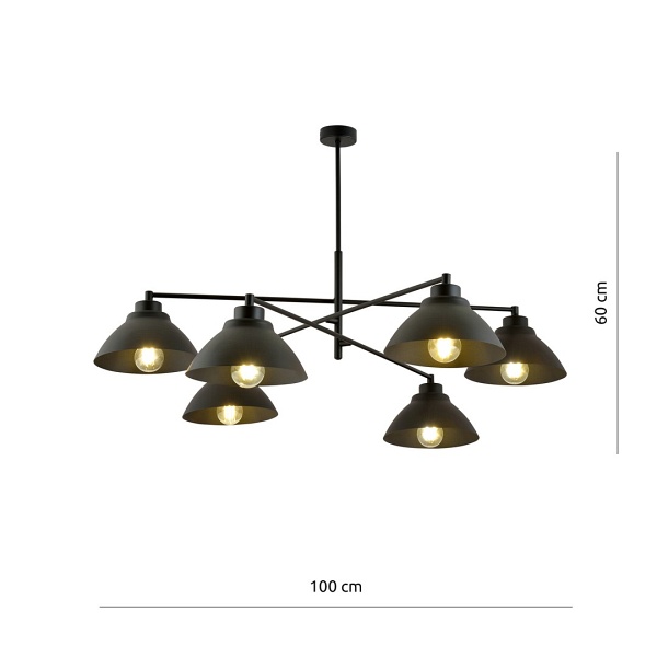 Lampa sufitowa MAVERICK 6 BLACK - Emibig