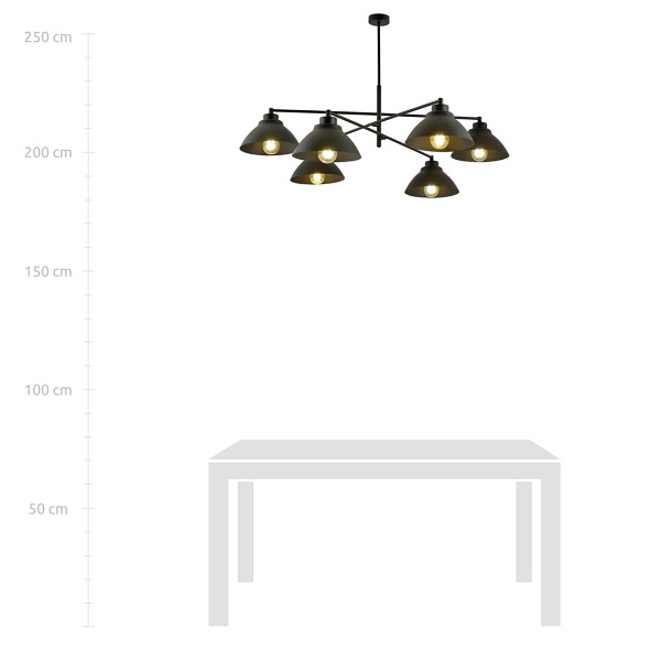 Lampa sufitowa MAVERICK 6 BLACK - Emibig