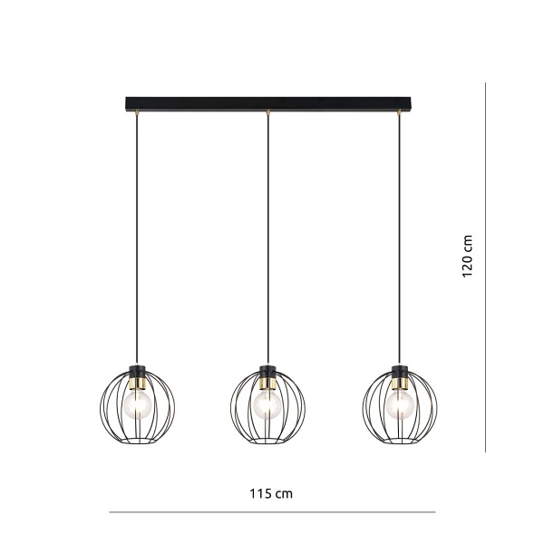 Lampa wisząca GINO 3 BLACK/GOLD
