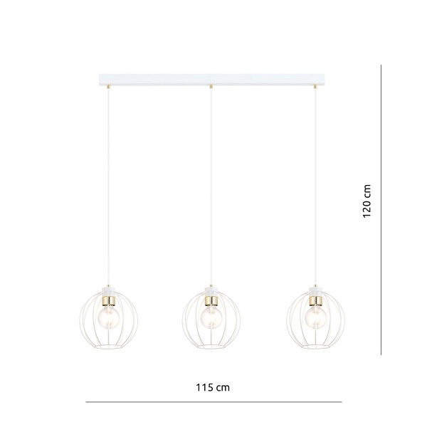 Lampa wisząca GINO 3 WHITE/GOLD