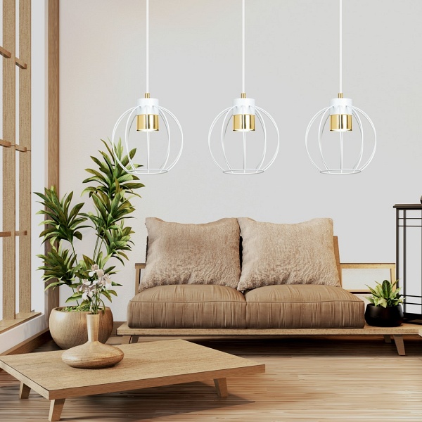 Lampa wisząca AJAX 3 WHITE/GOLD