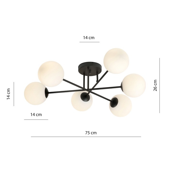 Lampa sufitowa ROMA 6 BL OPAL